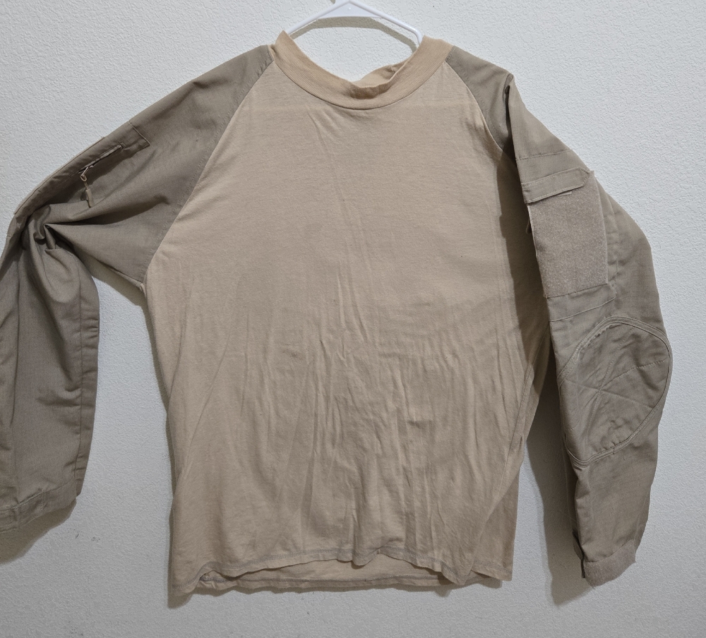 Men's Tan and Brown Long Sleeve Shirt